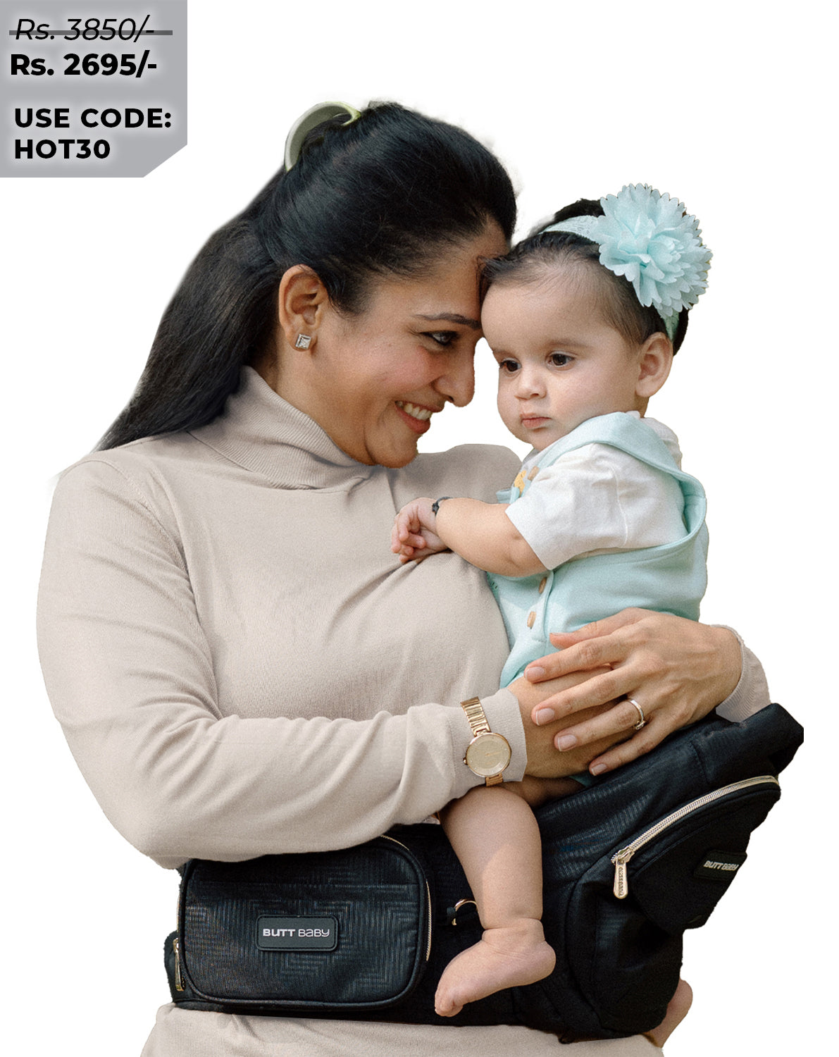 Black Gold Baby Carrier with Hip Seat