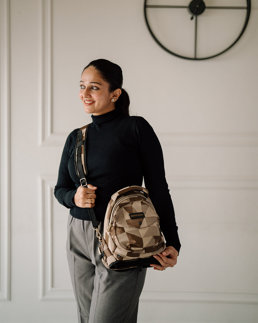 Luxury Brown Sand Baby Carrier with Hip Seat