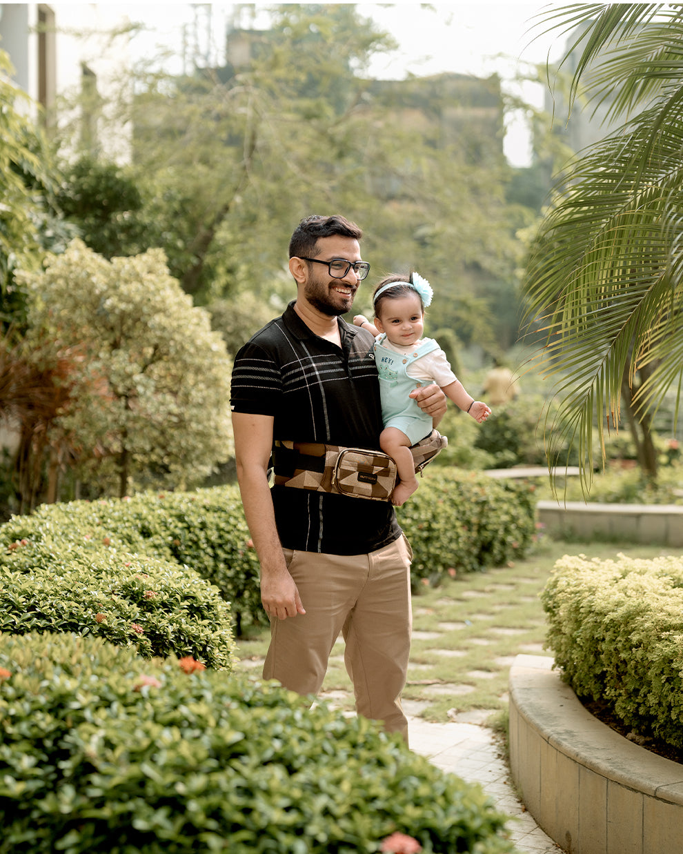 Luxury Brown Sand Baby Carrier with Hip Seat