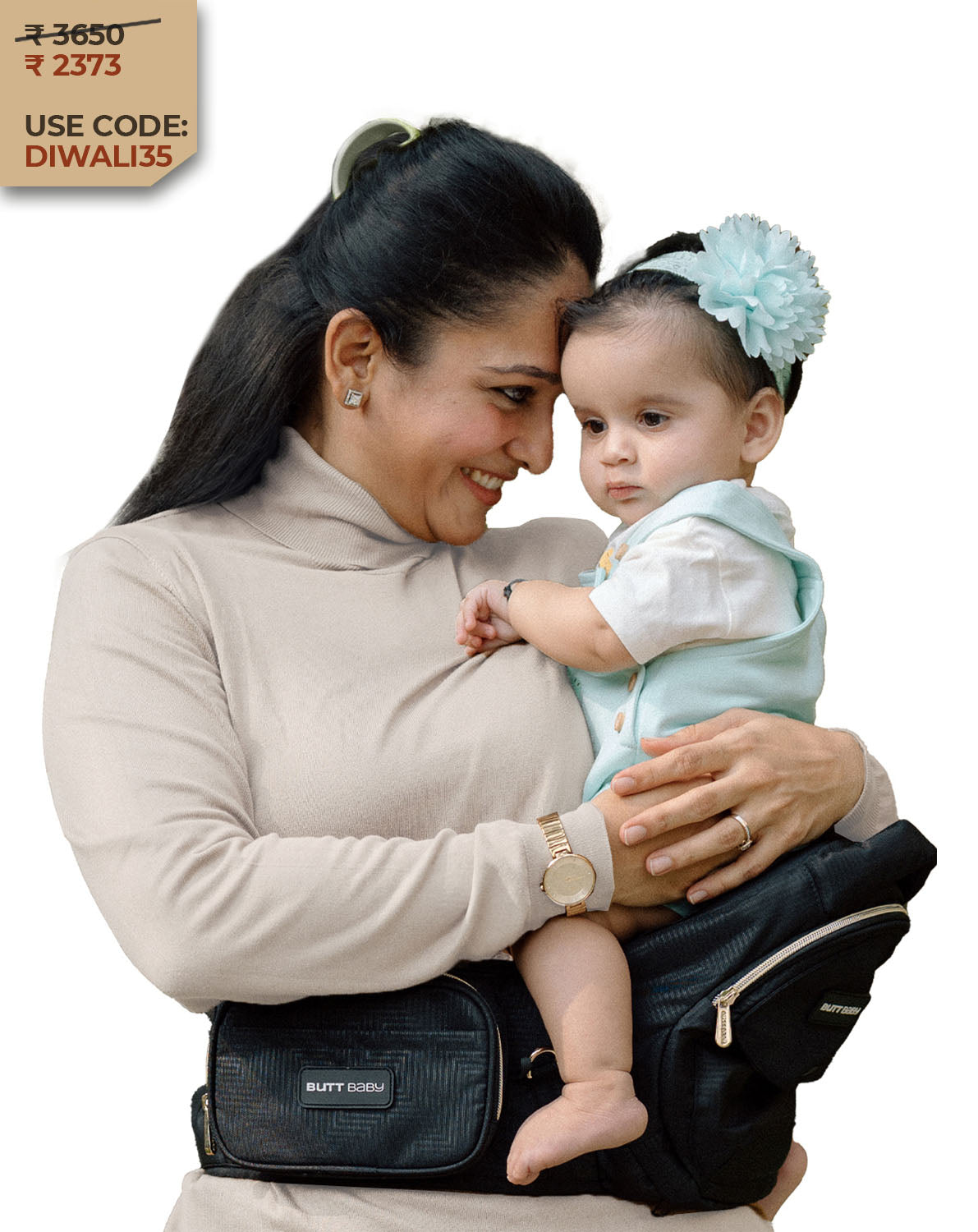 Black Gold Baby Carrier with Hip Seat
