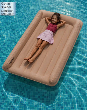 Portable Inflatable Bed with Automatic Pump | Desert Beige | Butt Baby® SnoozeAway