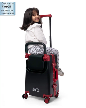 Kids Ride On Suitcase | Intense Black | Butt Baby Sit & Go®