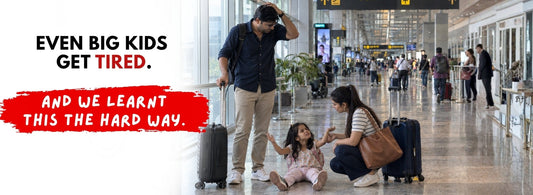 Get Going stroller for older kids at airport terminal with family