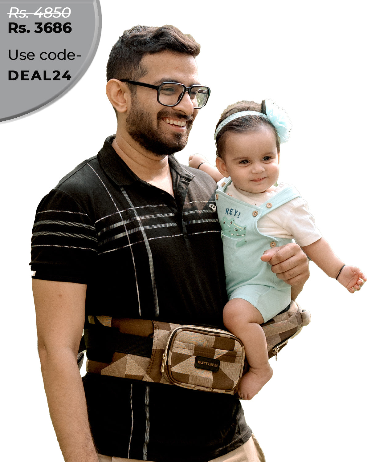 Luxury Brown Sand Baby Carrier with Hip Seat