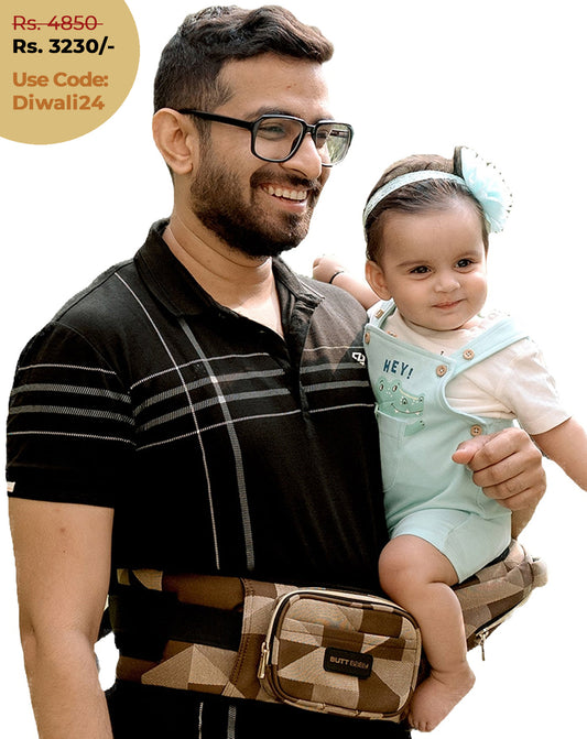 Luxury Brown Sand Baby Carrier with Hip Seat