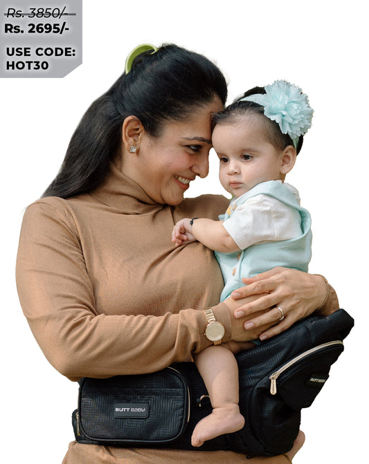 Black Gold Baby Carrier with Hip Seat