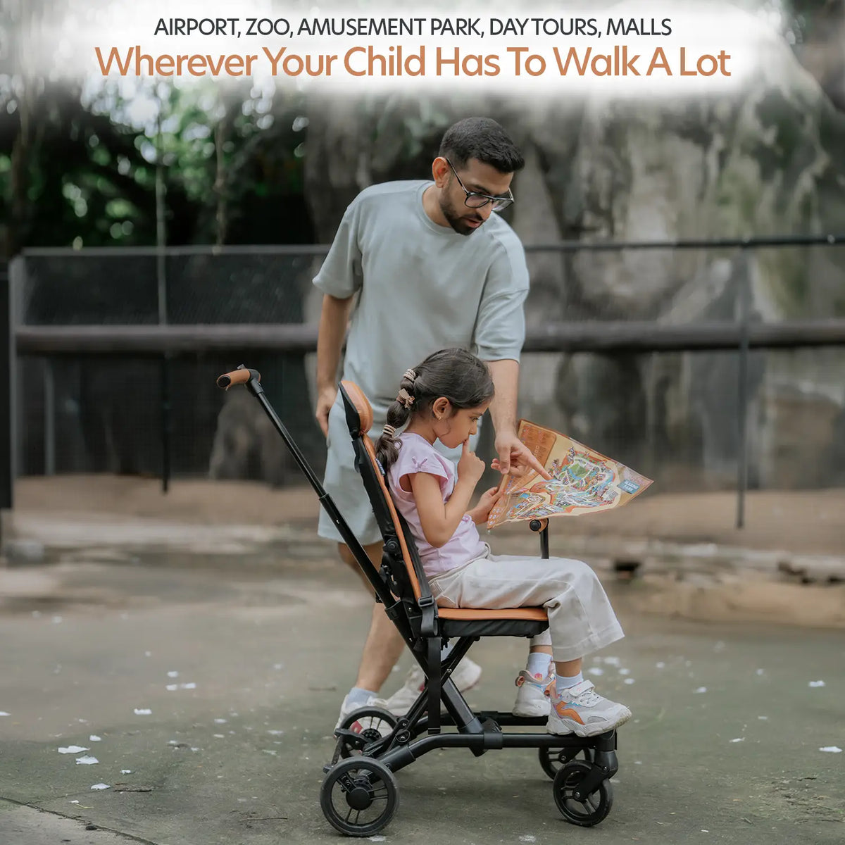 Big & Small Kids Travel Stroller to Scooter | Burnt Orange | Butt Baby Get Going®