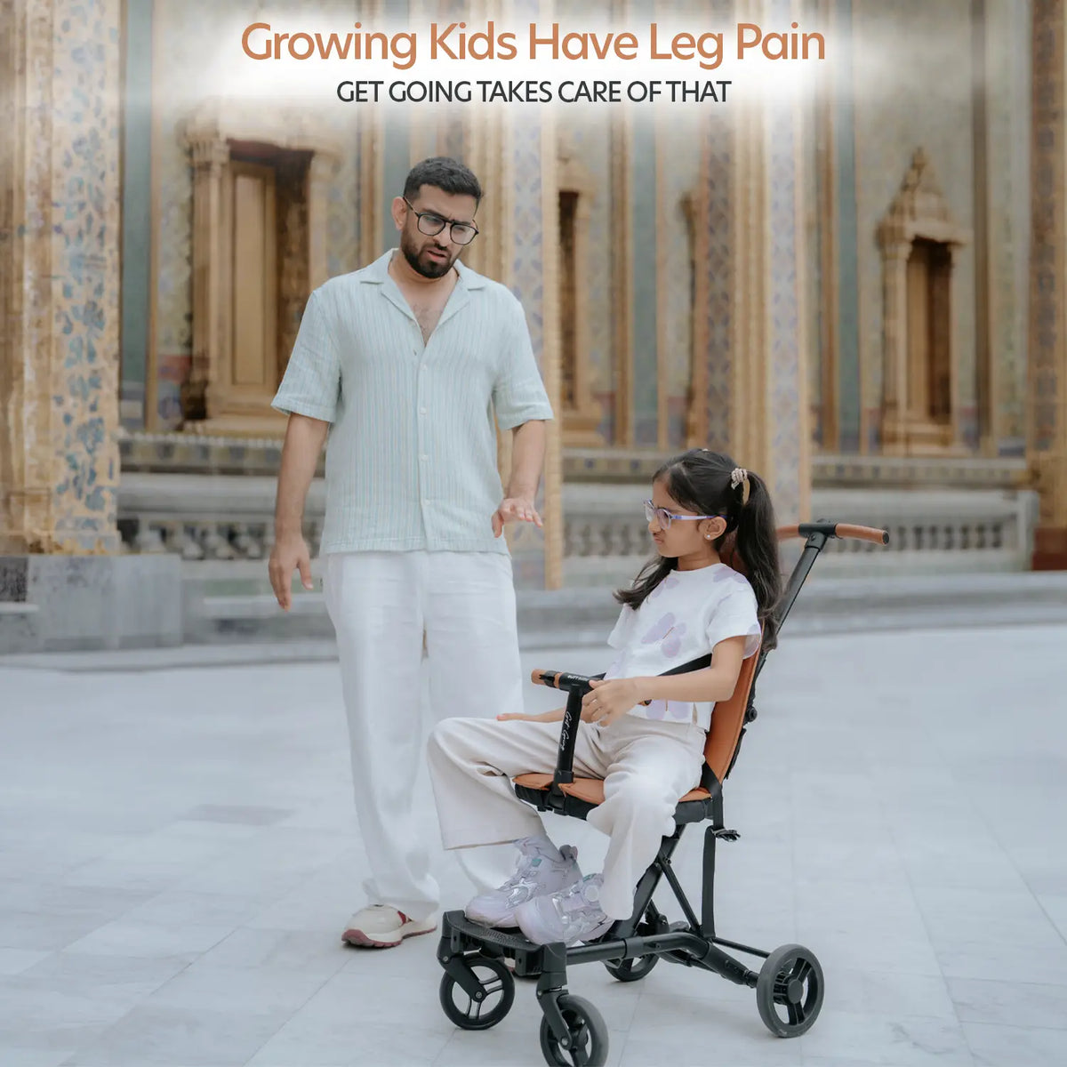 Big & Small Kids Travel Stroller to Scooter | Burnt Orange | Butt Baby Get Going®