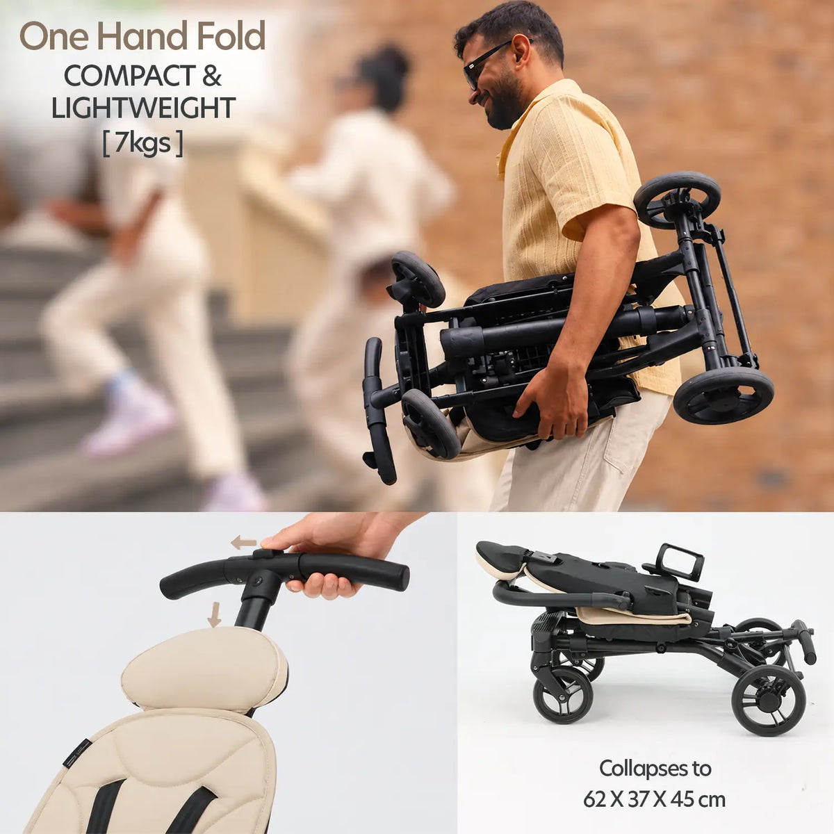 Big & Small Kids Travel Stroller to Scooter | Ivory Creme | Butt Baby Get Going®