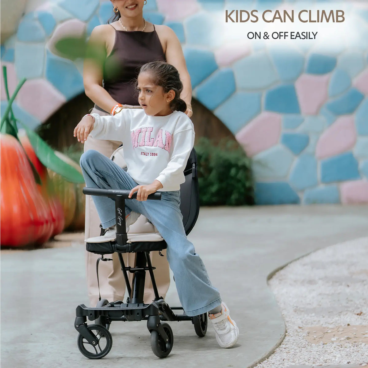 Big & Small Kids Travel Stroller to Scooter | Ivory Creme | Butt Baby Get Going®