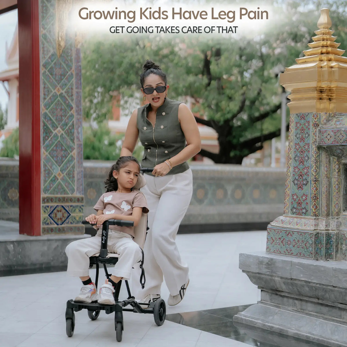 Big & Small Kids Travel Stroller to Scooter | Ivory Creme | Butt Baby Get Going®