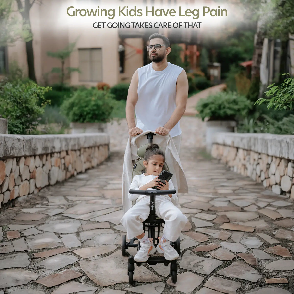 Big & Small Kids Travel Stroller to Scooter | Forest Green | Butt Baby Get Going®
