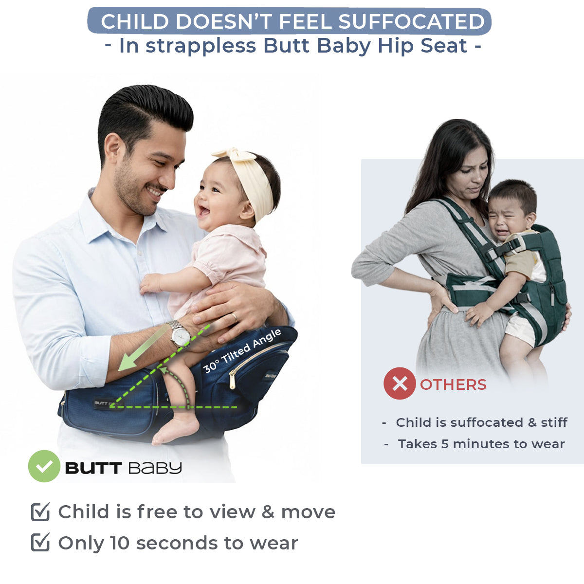 Navy Baby Carriers with Hip Seat