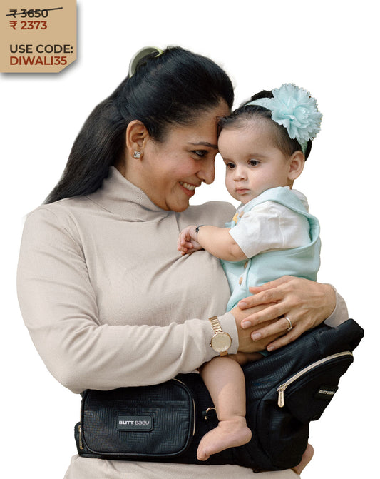 Black Gold Baby Carrier with Hip Seat