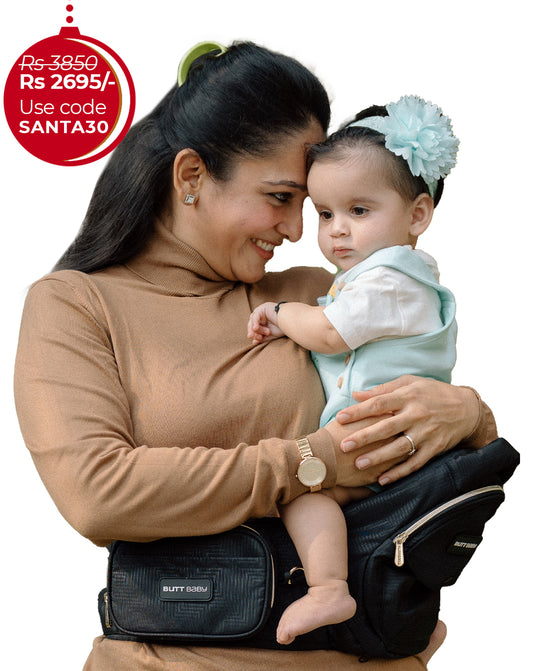 Black Gold Baby Carrier with Hip Seat