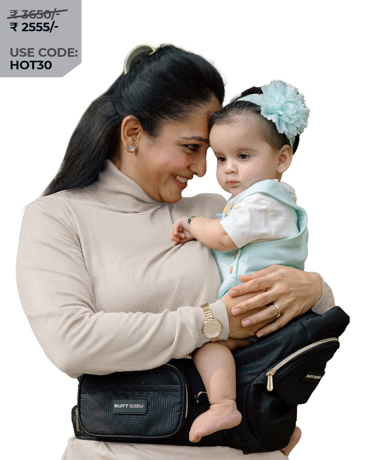 Black Gold Baby Carrier with Hip Seat