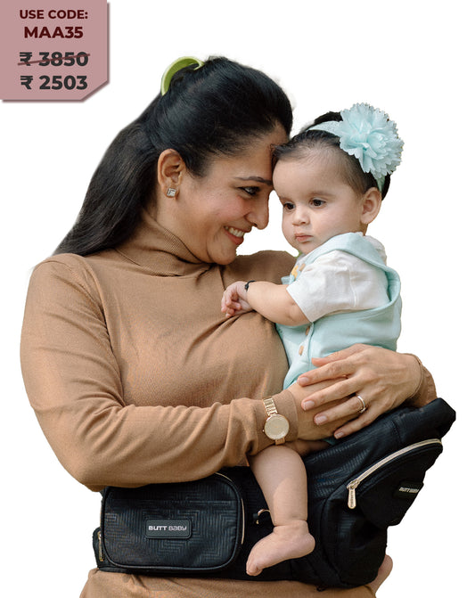 Black Gold Baby Carrier with Hip Seat