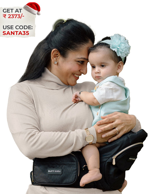 Black Gold Baby Carrier with Hip Seat