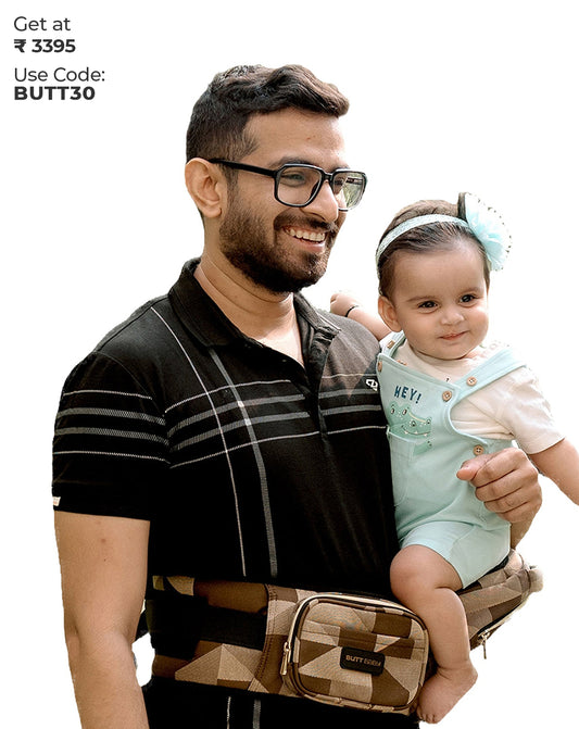 Luxury Brown Sand Baby Carrier with Hip Seat