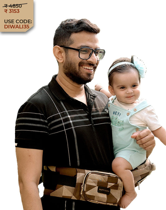 Luxury Brown Sand Baby Carrier with Hip Seat