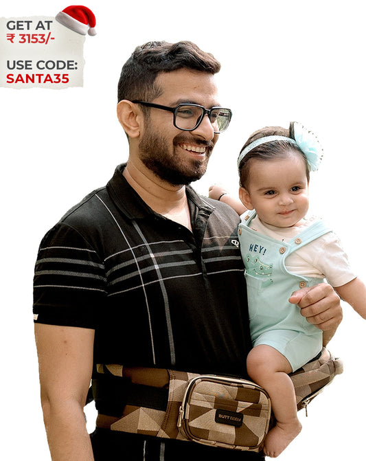 Luxury Brown Sand Baby Carrier with Hip Seat