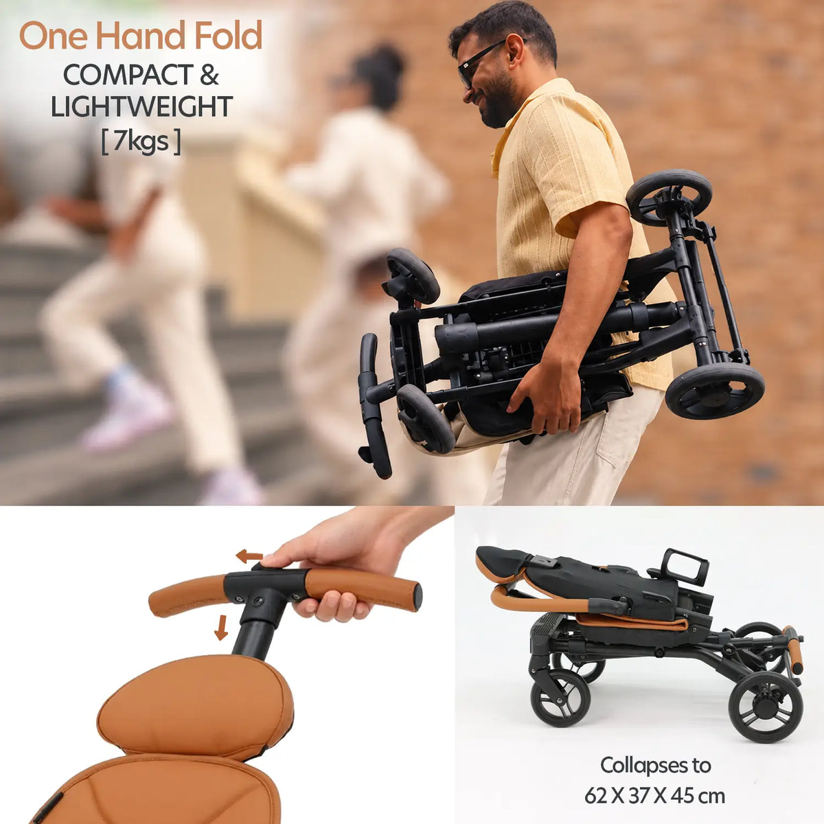 Big & Small Kids Travel Stroller to Scooter | Burnt Orange | Butt Baby Get Going®