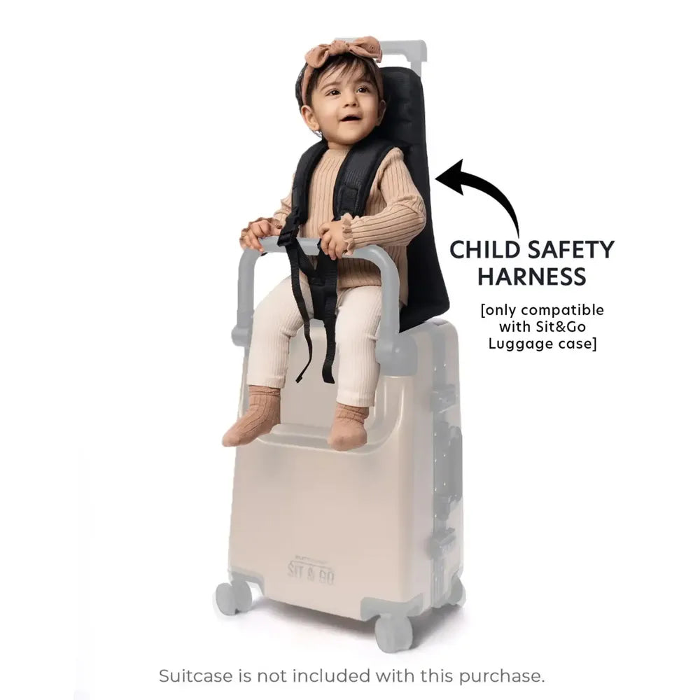 child safety harness for sit and go suitcase to secure kids safely while riding on suitcase during travel