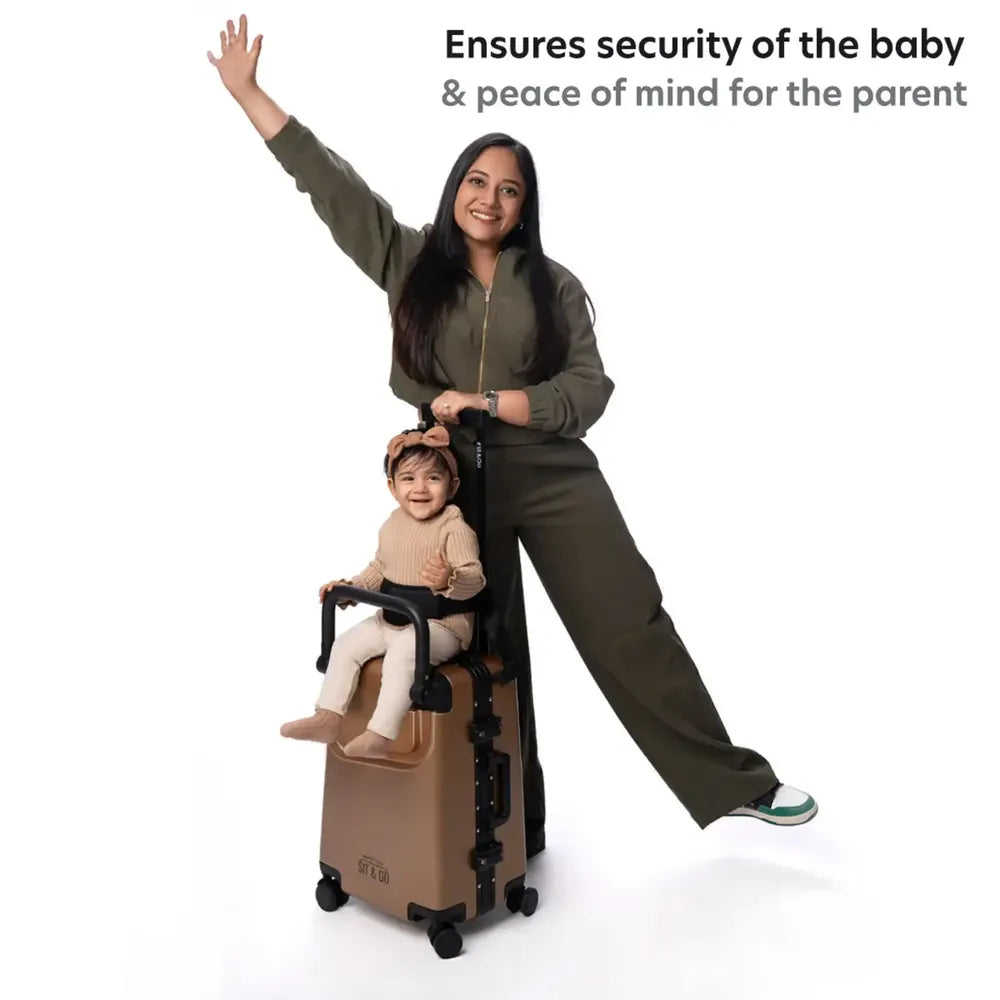 child safety harness for sit and go suitcase to secure kids safely while riding on suitcase during travel for ensure security of the baby