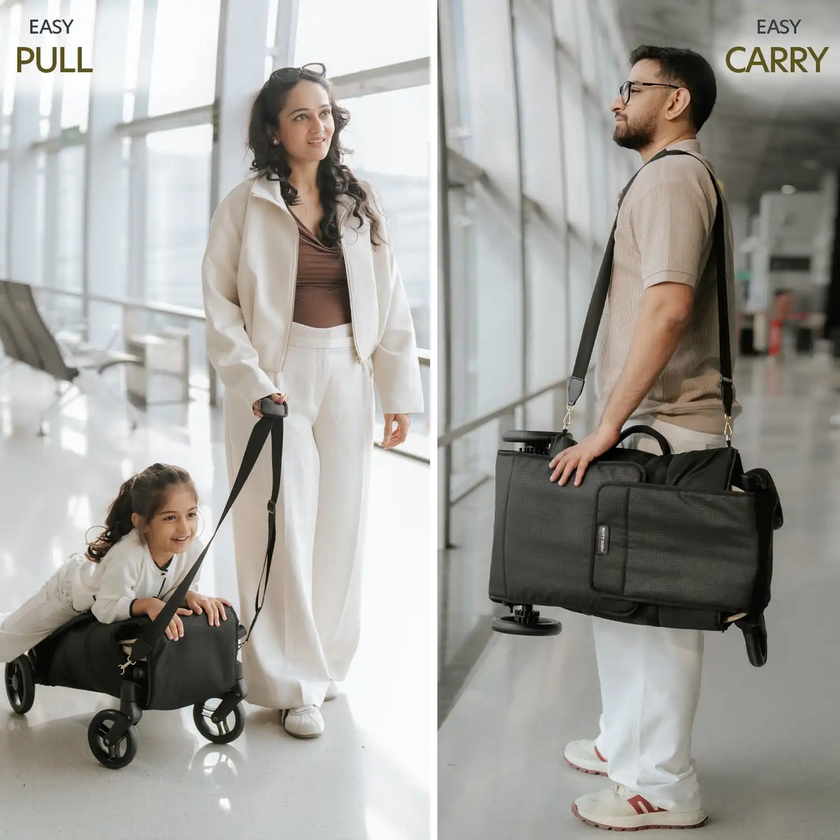 Butt Baby Get Going stroller wrap cover bag with the stroller packed inside you can pull it easily or carry it on your shoulder