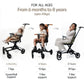 Butt Baby Get Going big kids travel stroller to scooter in ivory creme from 6 month to 8 years and support up to 30 KG weight.