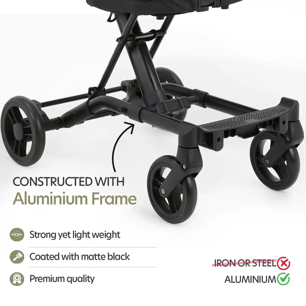 Butt Baby Get Going big kids travel stroller to scooter in forest green constructed with aluminium frame strong yet light weight premium quality.
