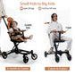Butt Baby Get Going big kids to small kids travel stroller to scooter in burnt orange, Guard Rail for small kids and T-Bar for big kids handle