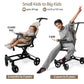 Butt Baby Get Going big kids travel stroller to scooter in ivory creme complementary guard rail for small kids and T-bar handle for big kids.