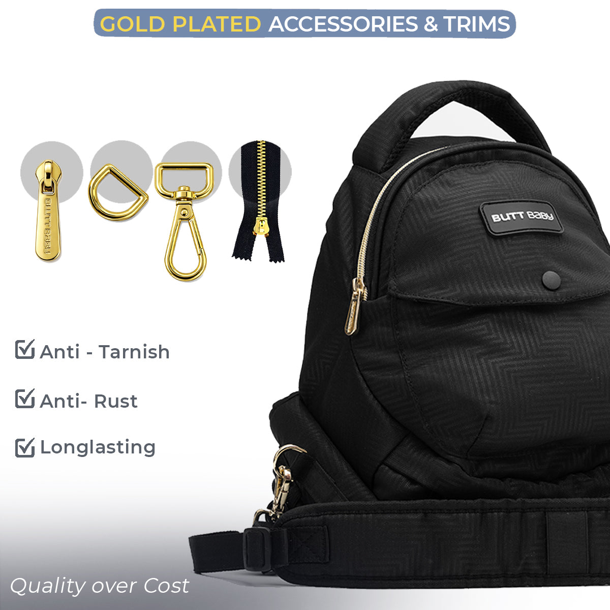 Black Gold Baby Carrier with Hip Seat