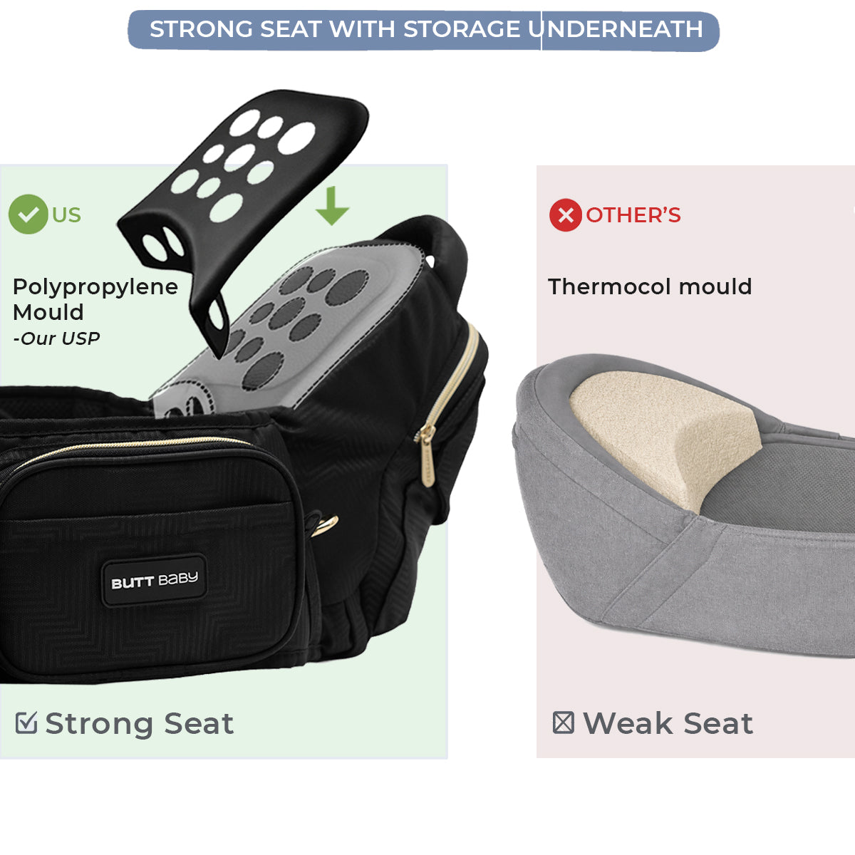 Black Gold Baby Carrier with Hip Seat