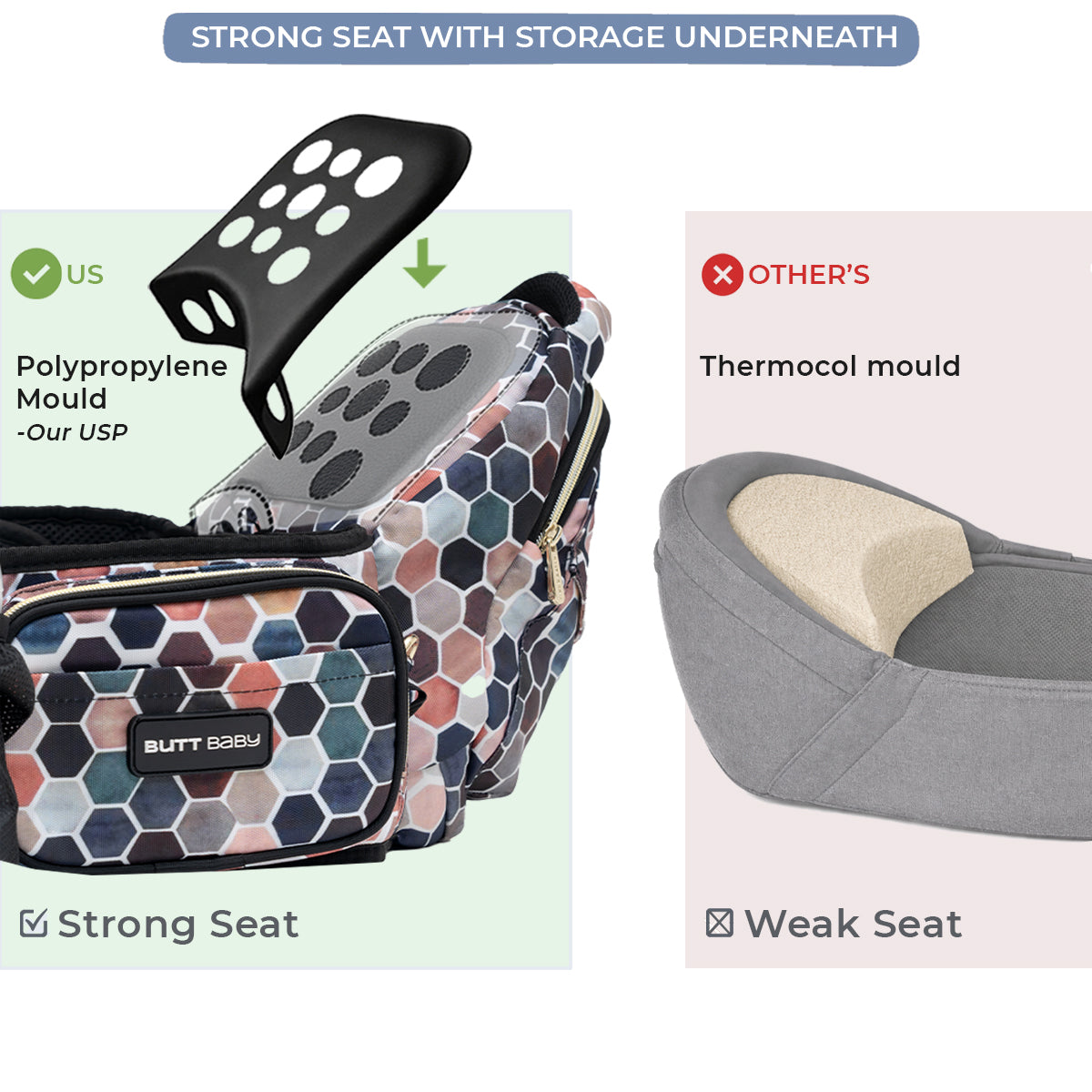 Honeycomb Baby Carrier with Hip Seat