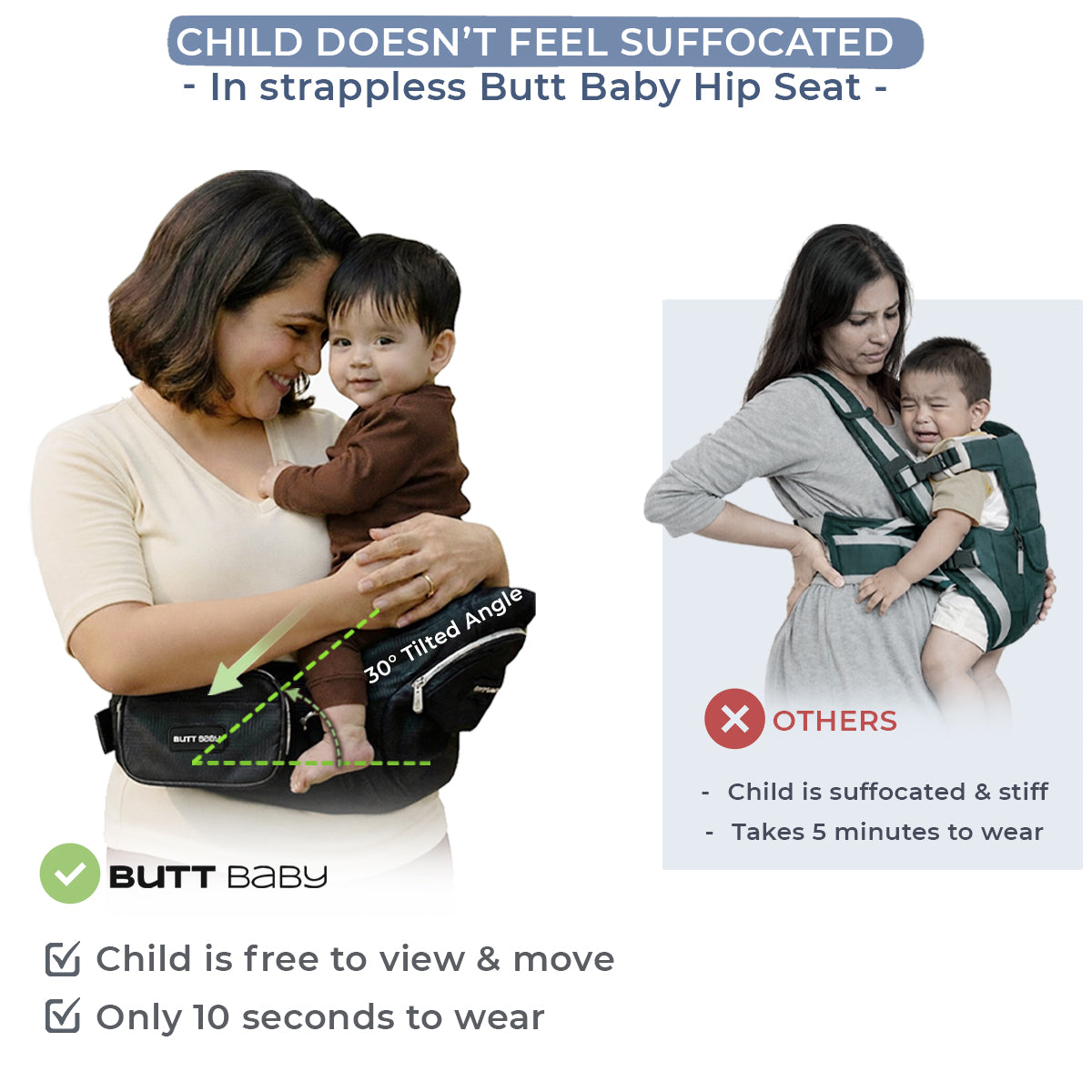 Black Gold Baby Carrier with Hip Seat