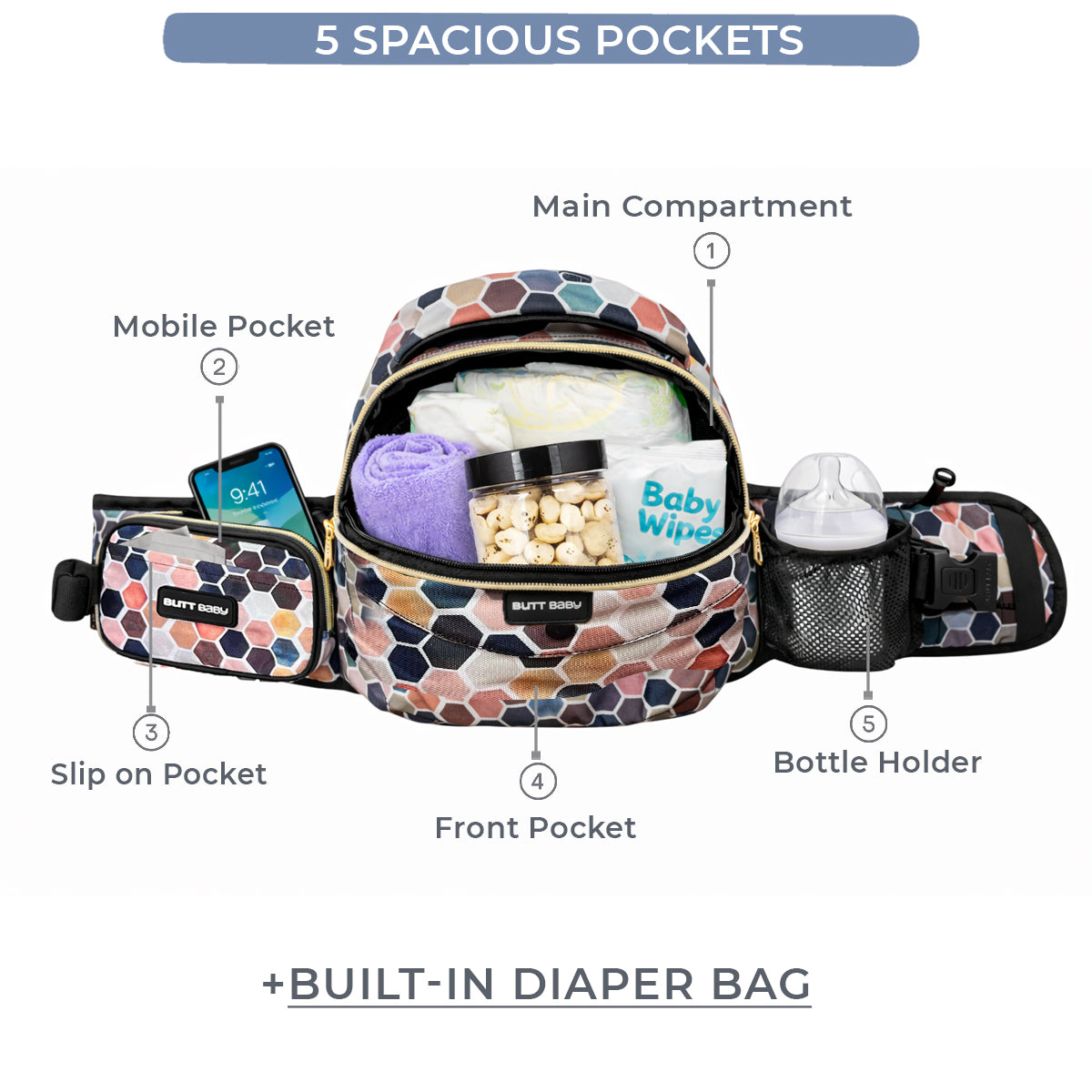 Honeycomb Baby Carrier with Hip Seat