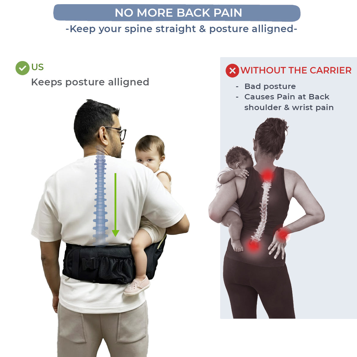 Black Gold Baby Carrier with Hip Seat