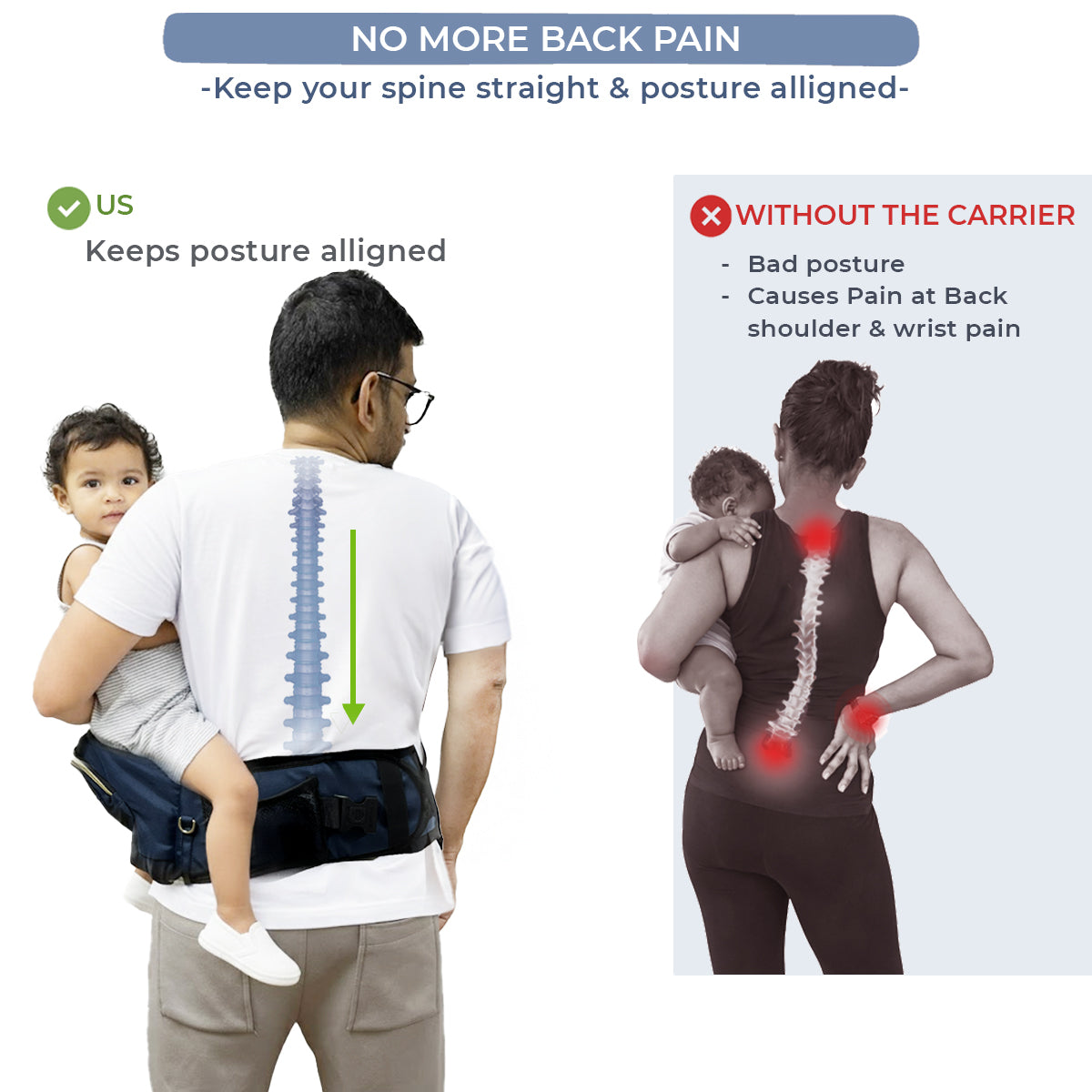 Navy Baby Carriers with Hip Seat
