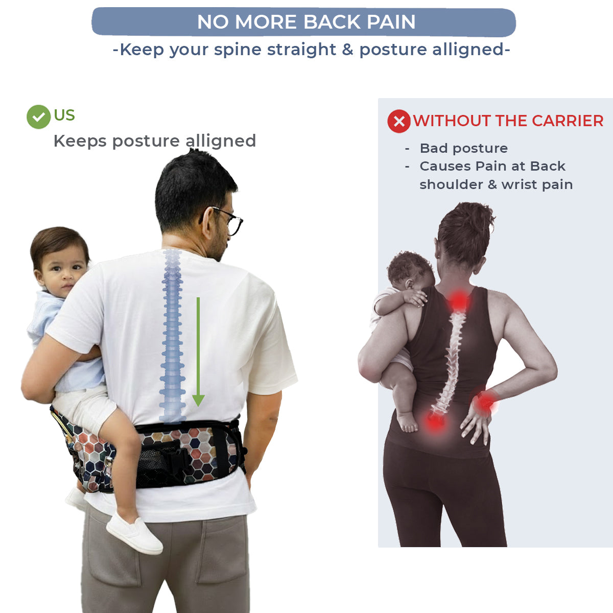 Honeycomb Baby Carrier with Hip Seat
