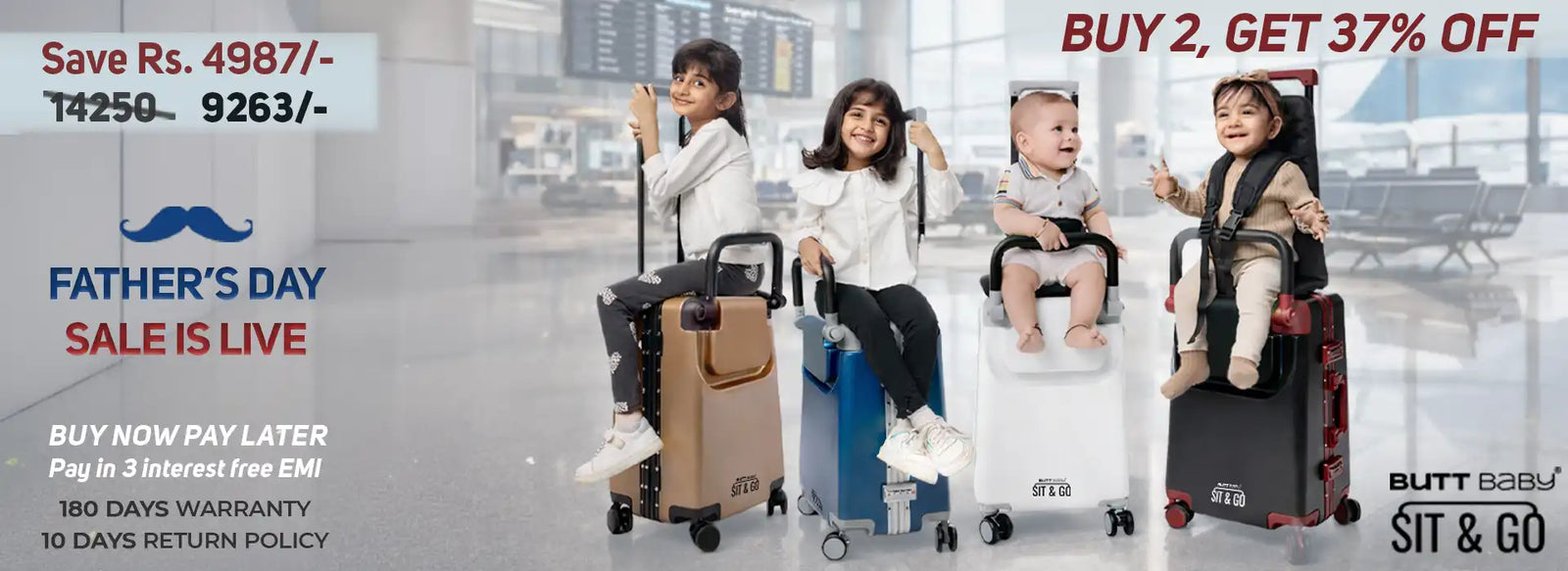 baby carrier trolley suitcase with smooth ride and secure design for airport use butt baby sit and go fathers day special