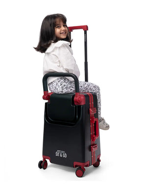 Kids Ride On Suitcase | Intense Black | Butt Baby Sit & Go®