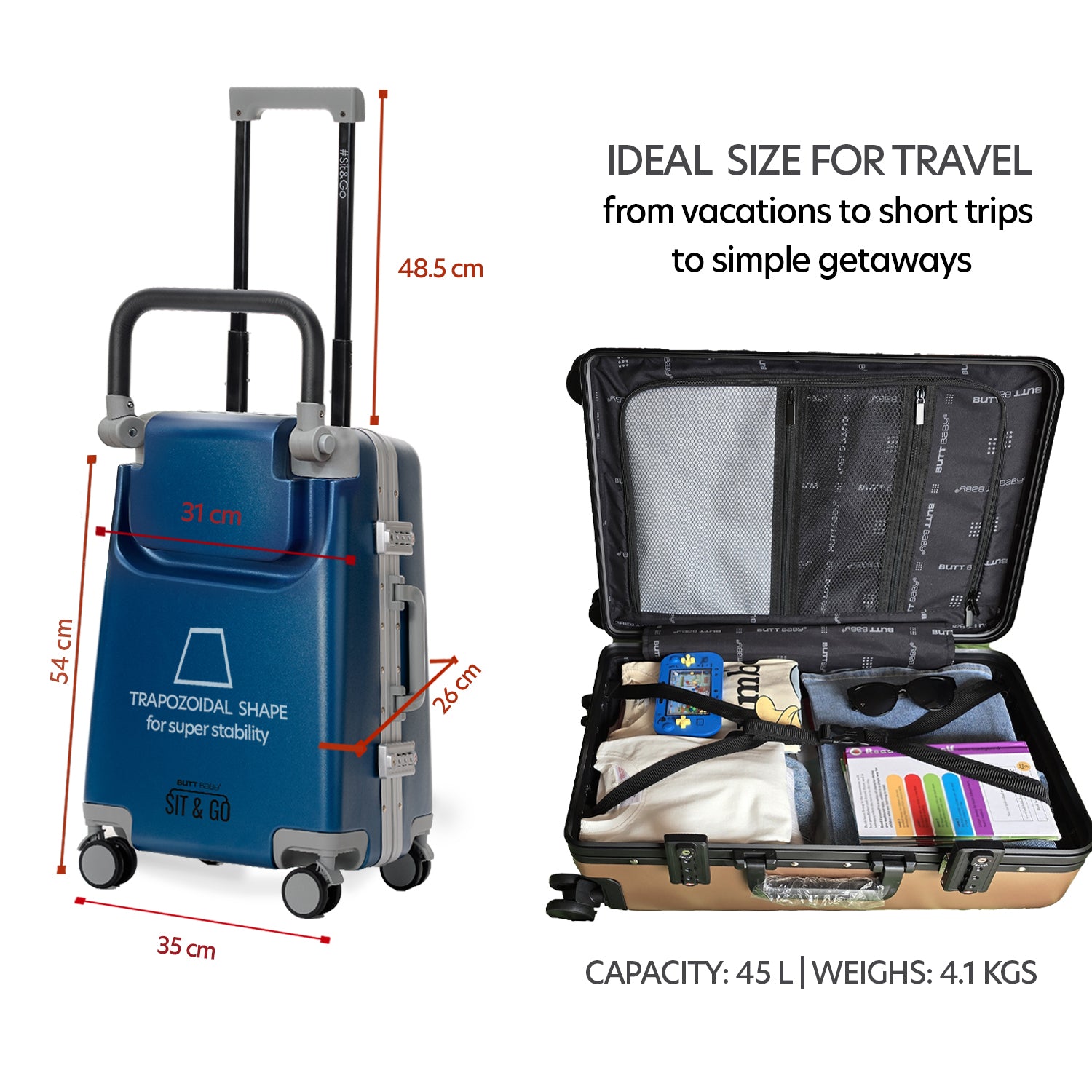 United Airlines Baggage Size Midnight Blue Ride-On Luggage Carrier