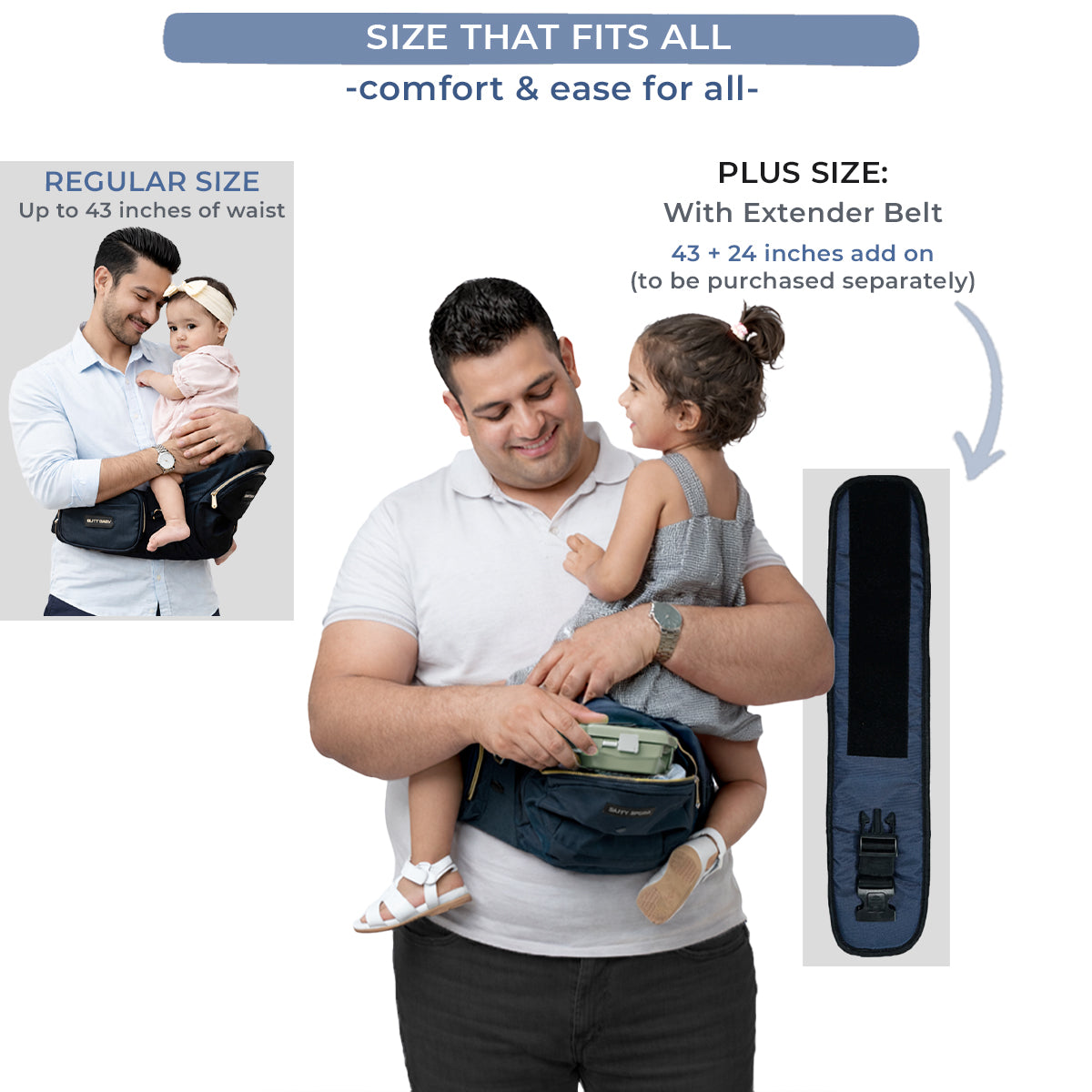 Navy Baby Carriers with Hip Seat