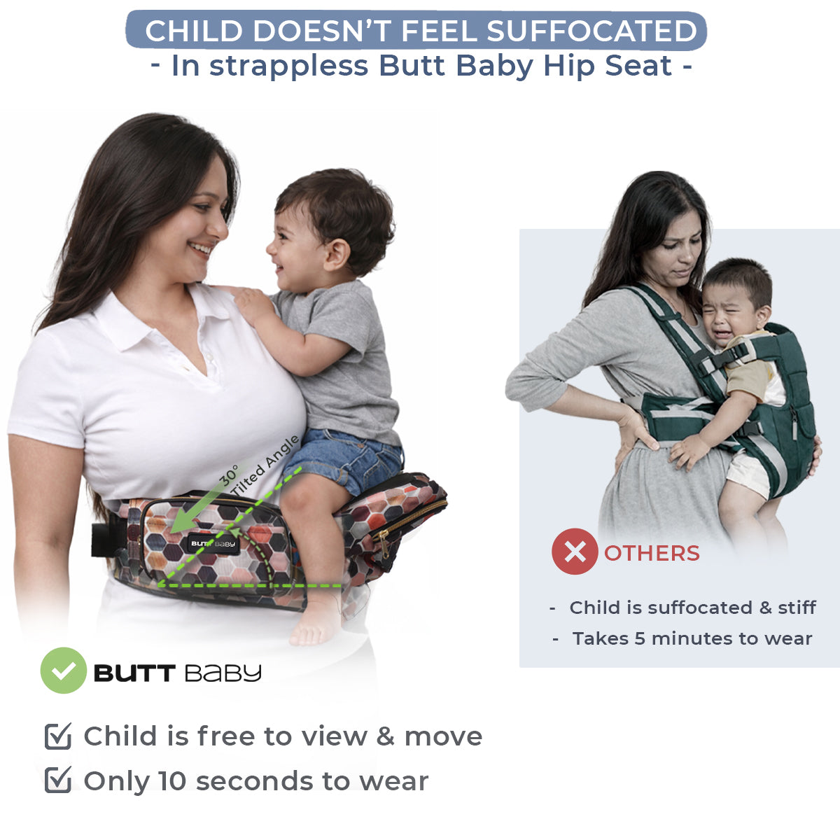 Honeycomb Baby Carrier with Hip Seat