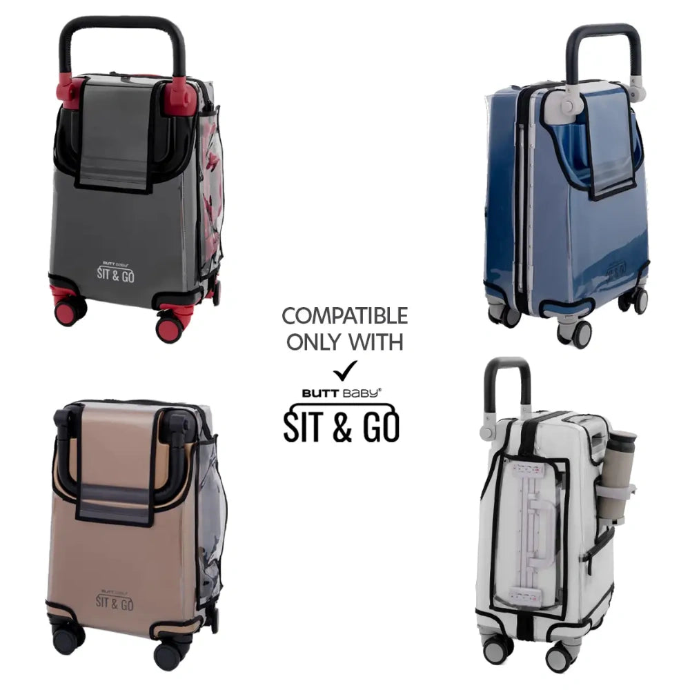 suitcase cover for scratch water and dust protection with pocket for passport and boarding pass storage compatible only with sit & go butt baby