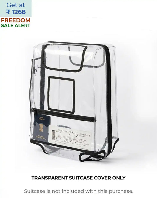 suitcase cover for scratch water and dust protection with pocket for passport and boarding pass storage colour transparent butt baby sit & go