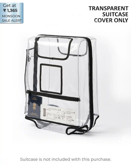 suitcase cover for scratch water and dust protection with pocket for passport and boarding pass storage colour transparent butt baby sit & go