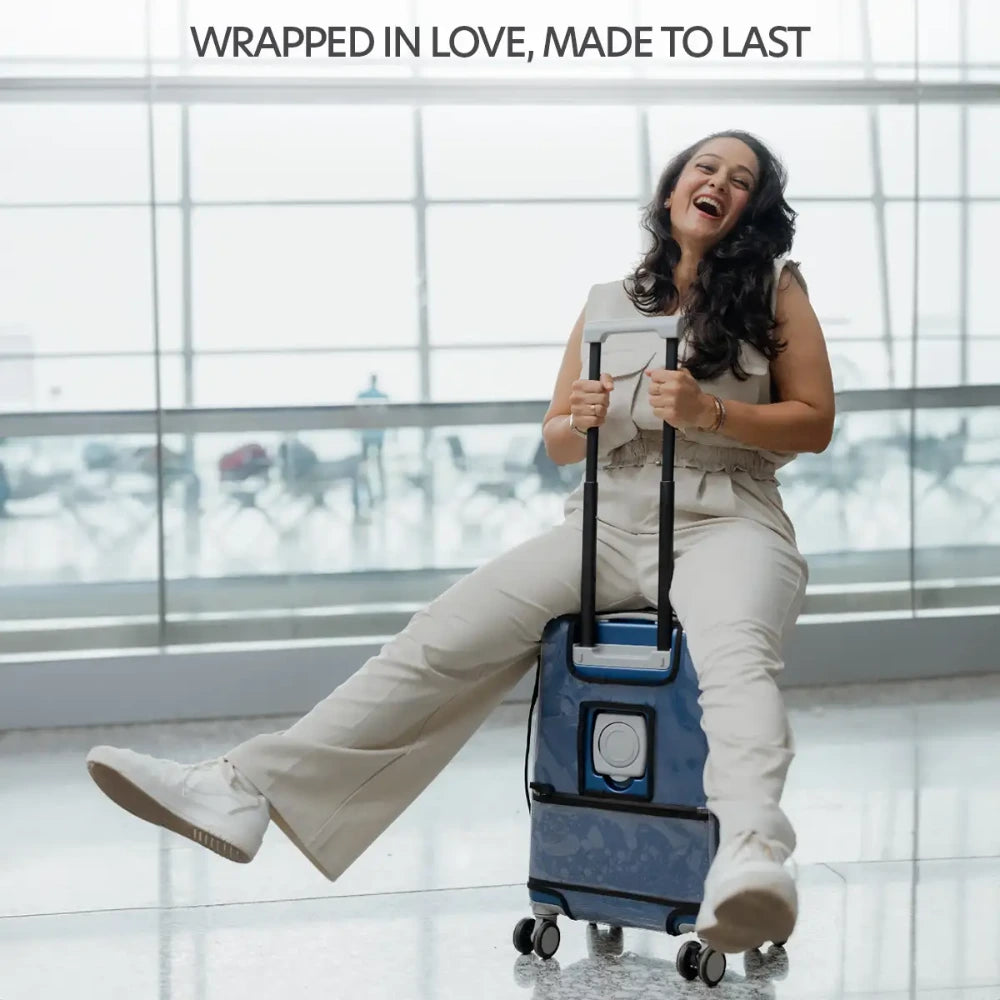 suitcase cover for scratch water and dust protection with pocket for passport and boarding pass storage increase longevity of your ride 